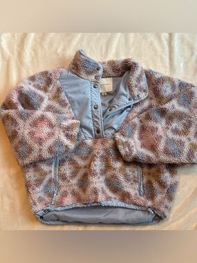 American Eagle Outfitters Kids Light Blue & Multicolor Sherpa Pullover Jacket